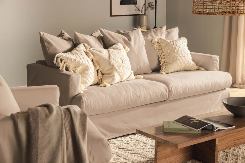 Menard 3-seters Dyp Stoffsofa - Beige - Møbler - Sofaer - Sofa 3 seter