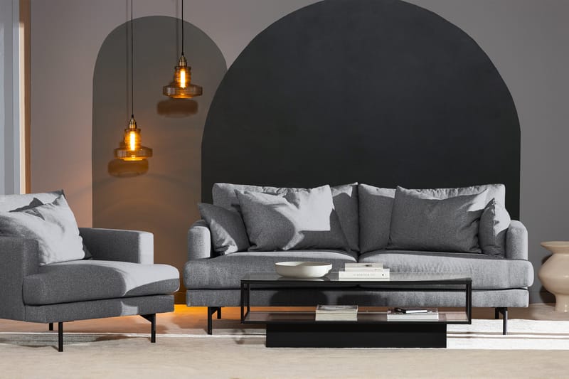 Menard 3-seters Dyp Stoffsofa - Grå - Møbler - Sofaer - Sofa 3 seter