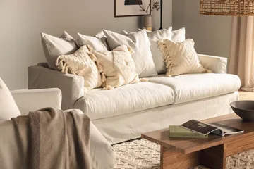 Menard 3-seters Dyp Stoffsofa - Lys grå - Møbler - Sofaer - Sofa 3 seter