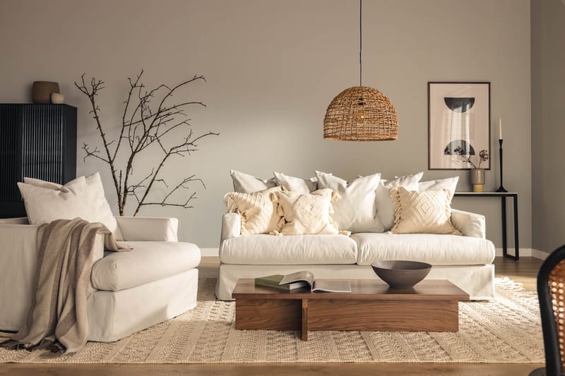 Menard 3-seters Dyp Stoffsofa - Lys grå - Møbler - Sofaer - Sofa 3 seter