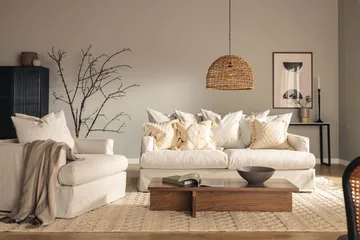 Menard 3-seters Dyp Stoffsofa - Lys grå - Møbler - Sofaer - Sofa 3 seter