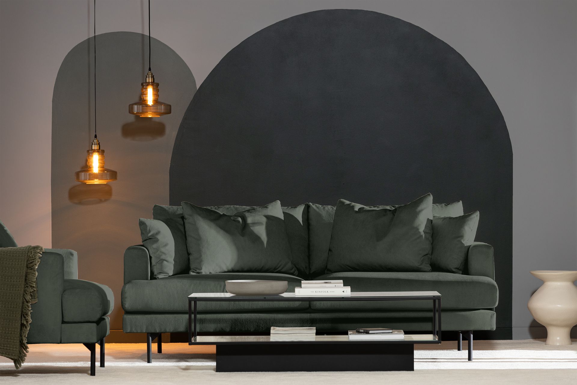 Menard 3-seters Manchestersofa - Grønn - Møbler - Sofaer - Sofa 3 seter