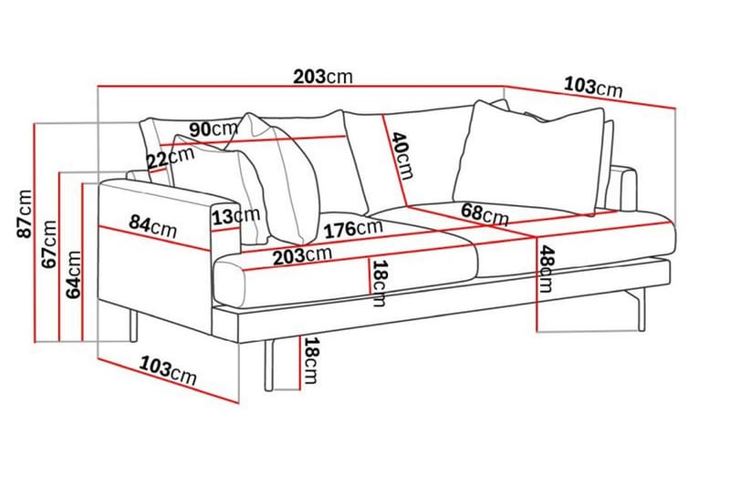 Menard 3-seters Manchestersofa - Mørk grå - Møbler - Sofaer - Sofa 3 seter