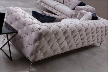 Mezonzo 3-seter Dypknappet Chesterfield Sofa 237 cm i Fløyel - Grå - Møbler - Sofaer - Sofa 3 seter