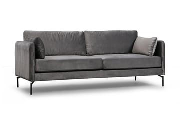 Mezonzo 3-seter Fløyelssofa 217 cm med Høye Bein - Grå - Møbler - Sofaer - Sofa 3 seter
