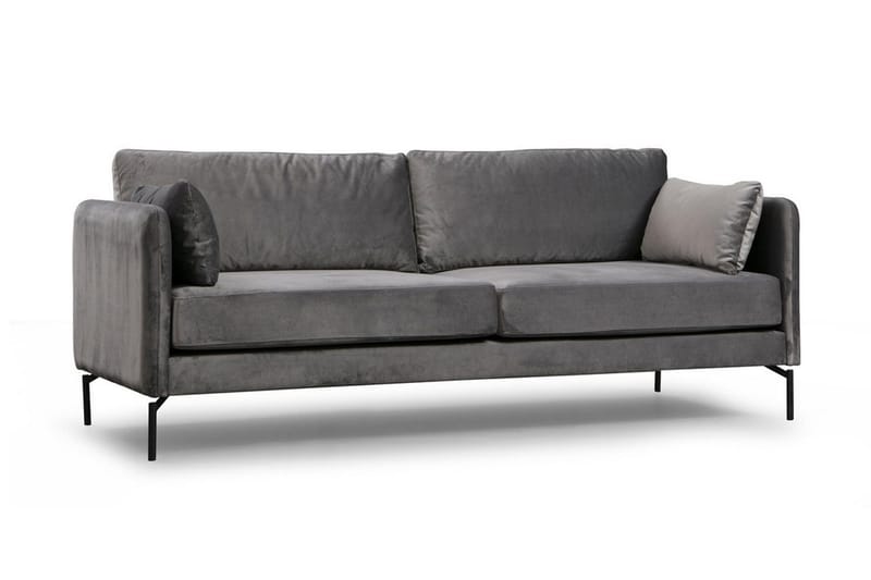 Mezonzo 3-seter Fløyelssofa 217 cm med Høye Bein - Grå - Møbler - Sofaer - Sofa 3 seter