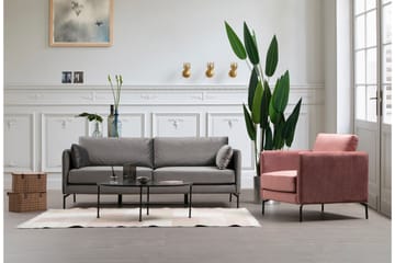 Mezonzo 3-seter Fløyelssofa 217 cm med Høye Bein - Grå - Møbler - Sofaer - Sofa 3 seter