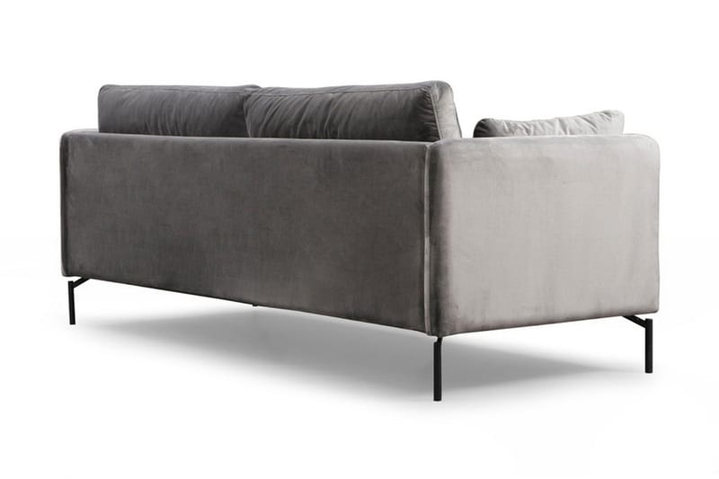 Mezonzo 3-seter Fløyelssofa 217 cm med Høye Bein - Grå - Møbler - Sofaer - Sofa 3 seter