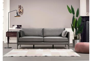Mezonzo 3-seter Fløyelssofa 217 cm med Høye Bein - Grå - Møbler - Sofaer - Sofa 3 seter