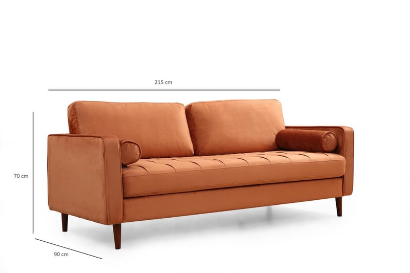 Mirrilnesh Sofa 3-seters - Oransje - Møbler - Sofaer - Sofa 3 seter