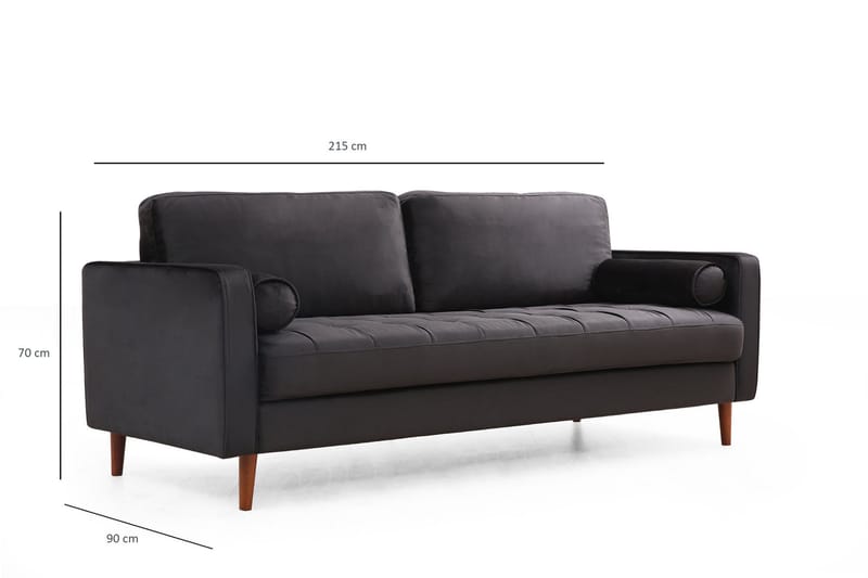 Mirrilnesh Sofa 3-seters - Svart - Sofa 3 seter