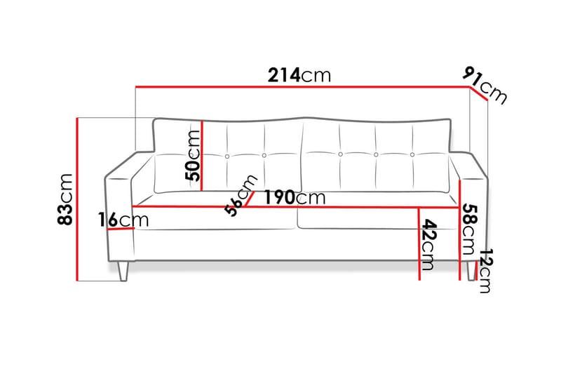 Mist Sofa 154x91x83 cm - Sofa 3 seter