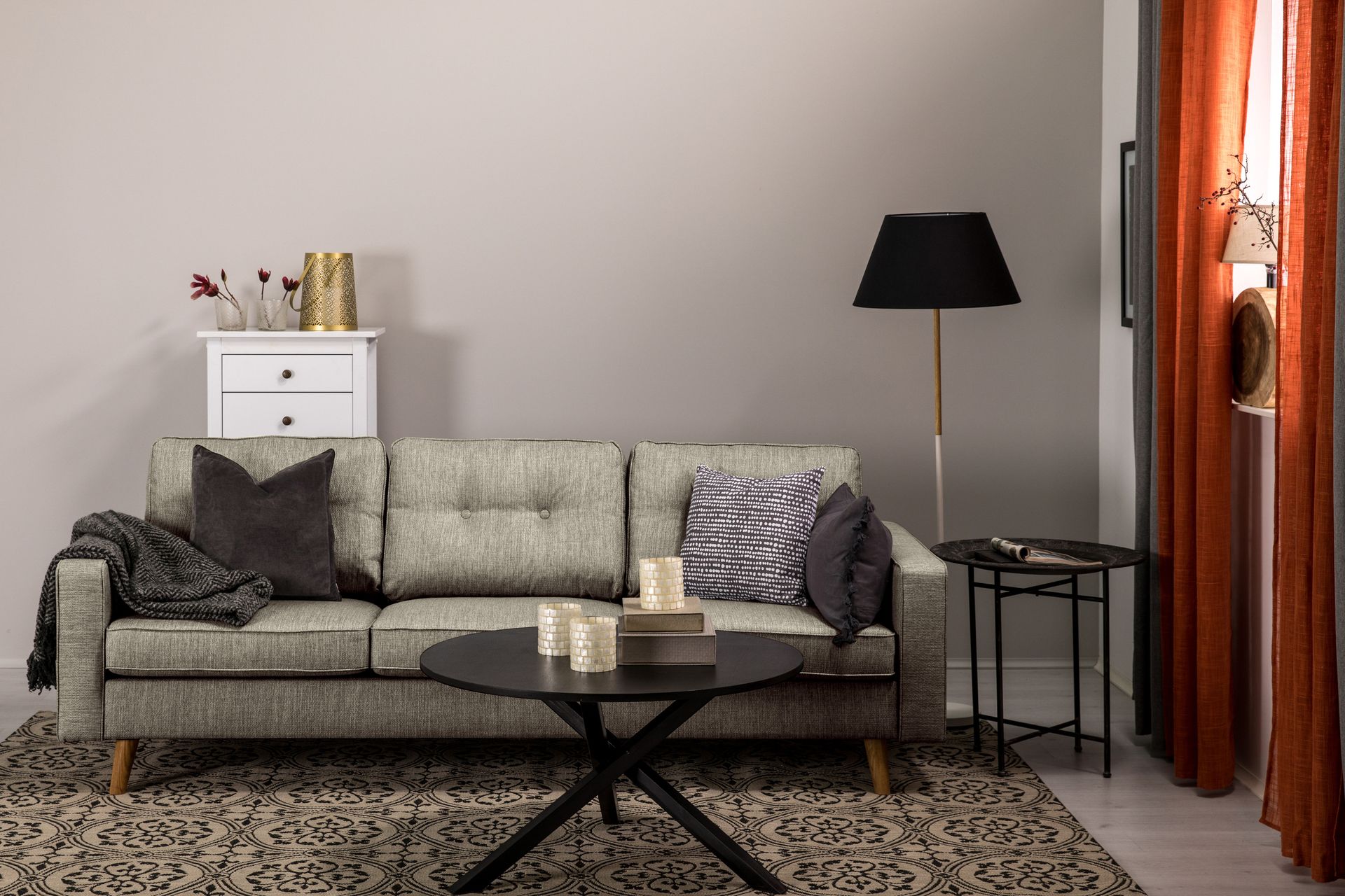 Monroe 3-seters Stoffsofa - Beige / Grå - Møbler - Sofaer - Sofa 3 seter