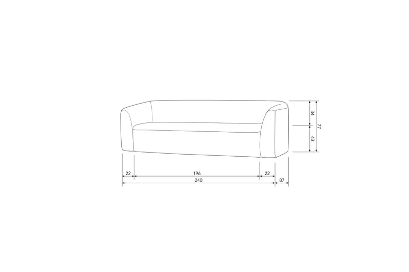 Mooli Sofa 3-seter - Grå - Møbler - Sofaer - Sofa 3 seter