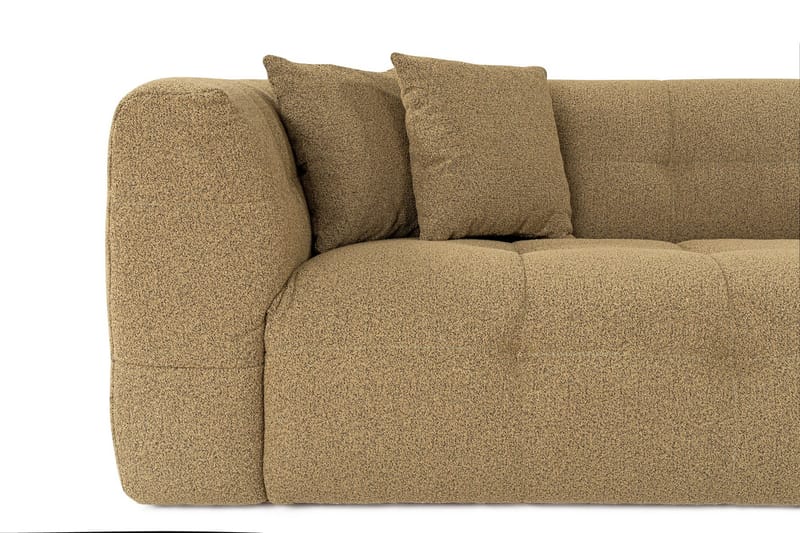 Octavian 3-seter Sofa med Knappet Design i Bouclé - Brun - Møbler - Sofaer - Sofa 3 seter