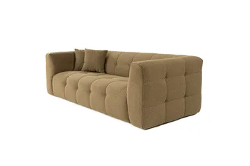 Octavian 3-seter Sofa med Knappet Design i Bouclé - Brun - Møbler - Sofaer - Sofa 3 seter