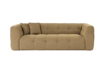 Octavian 3-seter Sofa med Knappet Design i Bouclé - Brun - Møbler - Sofaer - Sofa 3 seter