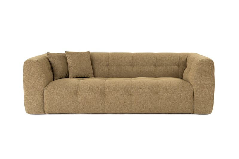 Octavian 3-seter Sofa med Knappet Design i Bouclé - Brun - Møbler - Sofaer - Sofa 3 seter