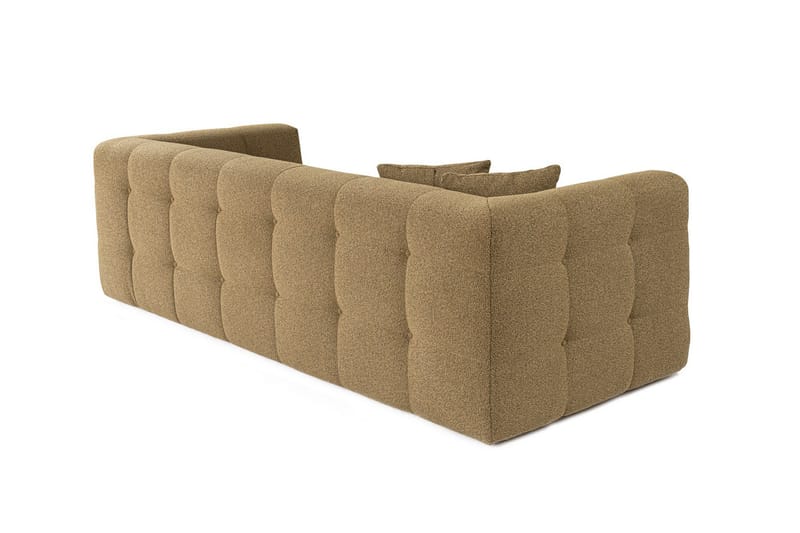 Octavian 3-seter Sofa med Knappet Design i Bouclé - Brun - Møbler - Sofaer - Sofa 3 seter