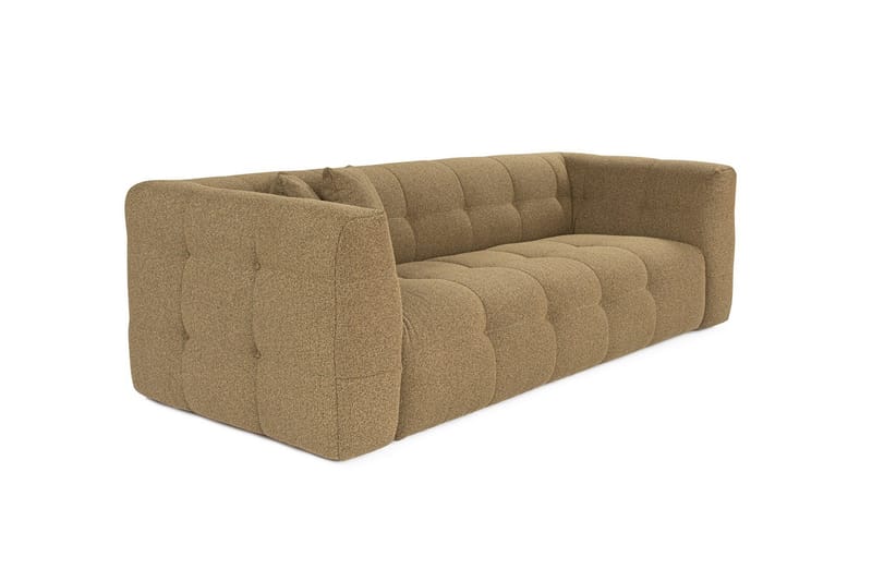Octavian 3-seter Sofa med Knappet Design i Bouclé - Brun - Møbler - Sofaer - Sofa 3 seter