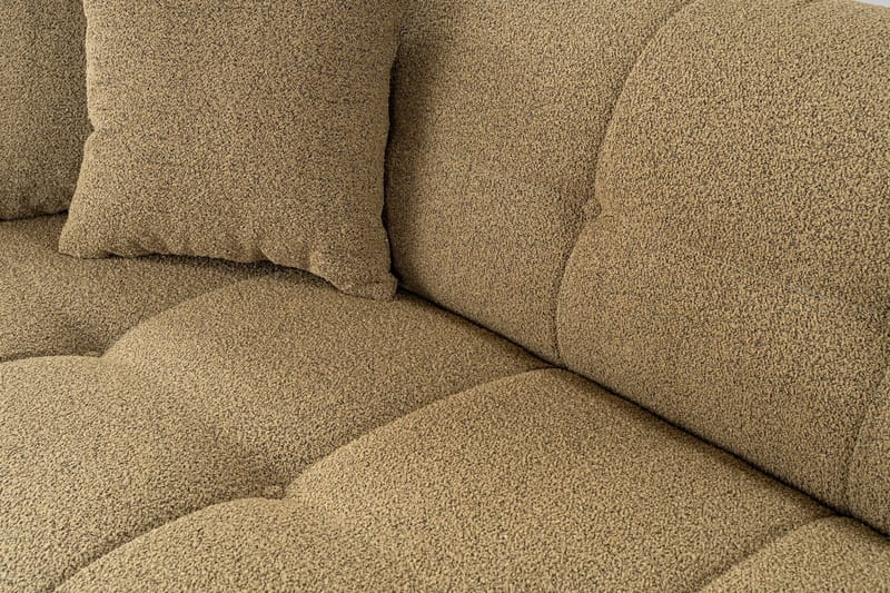 Octavian 3-seter Sofa med Knappet Design i Bouclé - Brun - Møbler - Sofaer - Sofa 3 seter