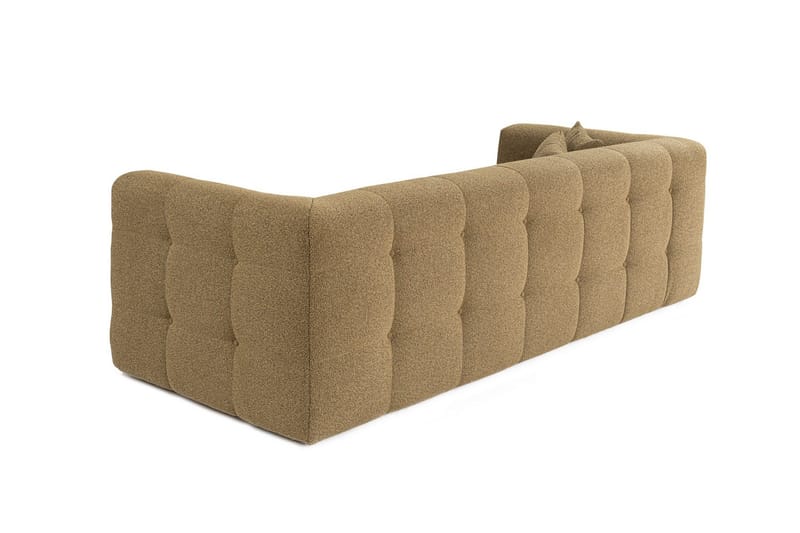 Octavian 3-seter Sofa med Knappet Design i Bouclé - Brun - Møbler - Sofaer - Sofa 3 seter