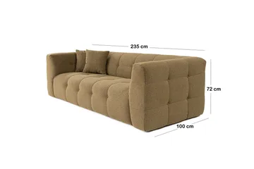 Octavian 3-seter Sofa med Knappet Design i Bouclé - Brun - Møbler - Sofaer - Sofa 3 seter