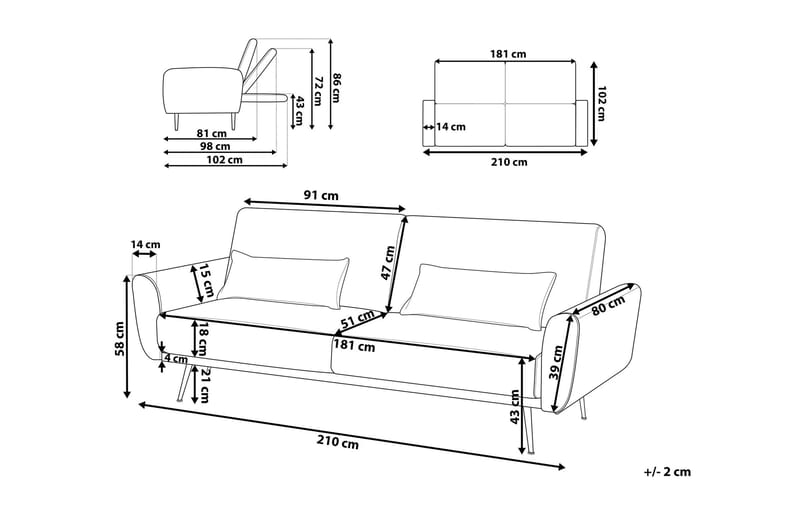 One Sofa 3-seter - Grønn - Sofa 3 seter