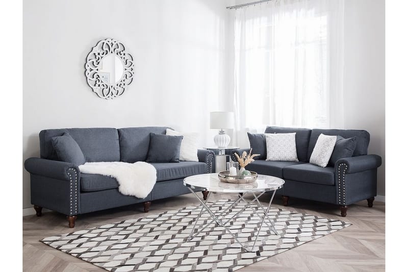 Otra 3-seter Dyp Chesterfield Sofa i Stoff - Grå - Møbler - Sofaer - Sofa 3 seter