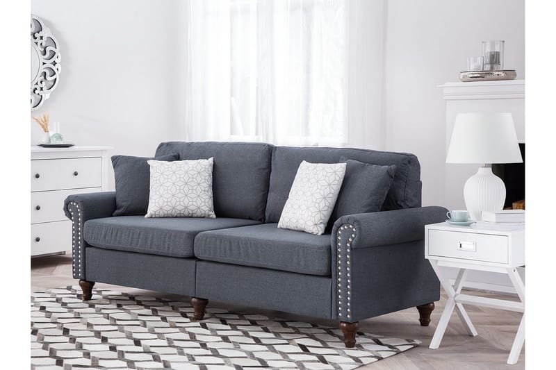 Otra 3-seter Dyp Chesterfield Sofa i Stoff - Grå - Møbler - Sofaer - Sofa 3 seter