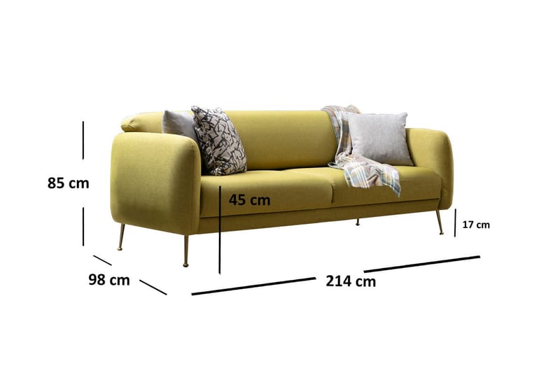 Panchenko 3-Seter Sofa - Gul - Møbler - Sofaer - Sofa 3 seter