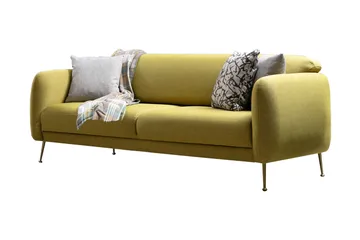Panchenko Sovesofa Runde Armlener 88x183 cm i Stoff - Gul - Møbler - Sofaer - Sovesofaer - 3 seters sovesofa