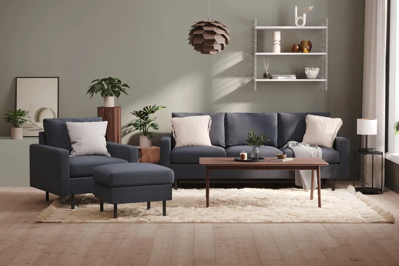 Peppe 3-seters Stoffsofa - Mørk grå - Møbler - Sofaer - Sofa 3 seter