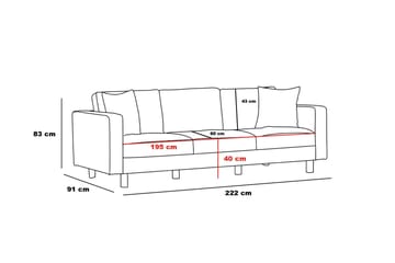 Retzow Sofa 3-seter - Antrasitt - Møbler - Sofaer - Sofa 3 seter