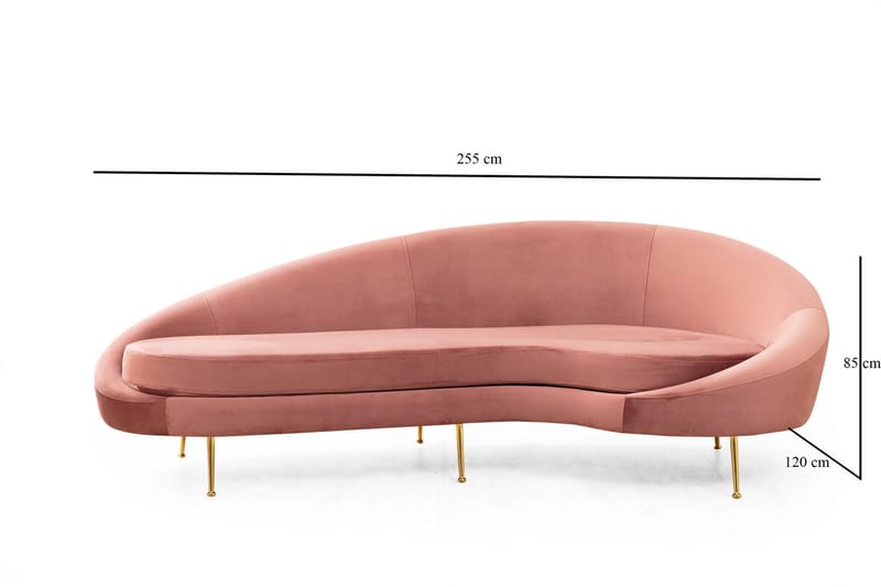 Revelstoke Sofa 3-seters - Rosa - Sofa 3 seter