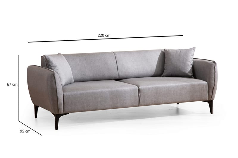 Rossland Sofa 3-seters - Grå - Sofa 3 seter