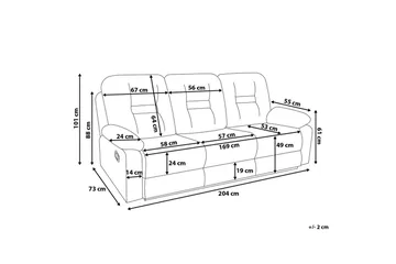 Rovik Sofa 3-seter - Svart - Møbler - Sofaer - Sofa 3 seter