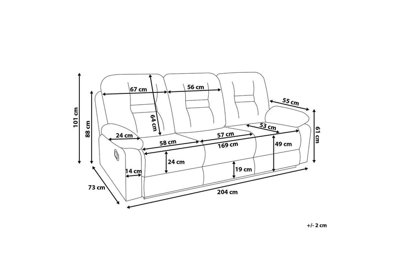 Rovik Sofa 3-seter - Svart - Møbler - Sofaer - Sofa 3 seter
