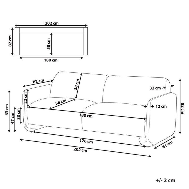 3-seters sofa Saland - Grå - Møbler - Sofaer - Sofa 3 seter