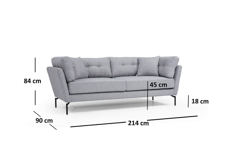 Schirra 3-Seter Sofa - Grå - Møbler - Sofaer - Sofa 3 seter