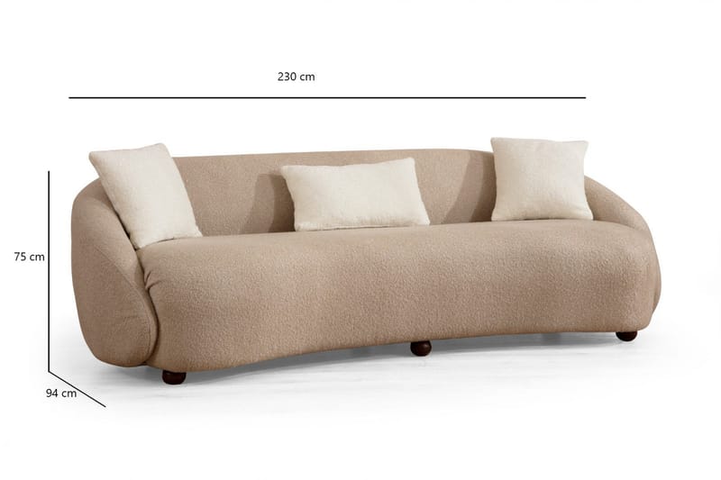 Scone Sofa 3-seters - Brun|Bouclé - Sofa 3 seter