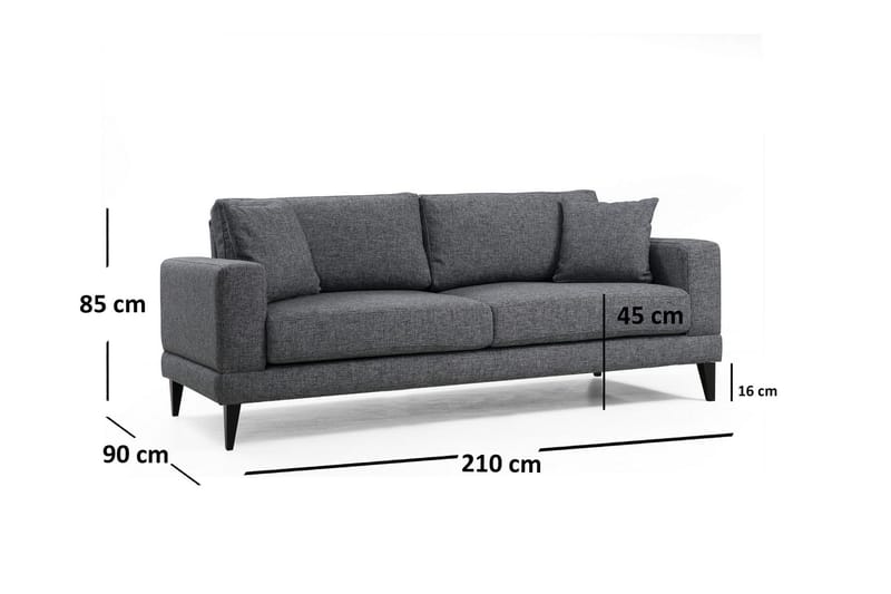 Selder 3-Seter Sofa - Grå - Møbler - Sofaer - Sofa 3 seter