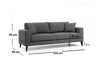 Selder Utrekkbar Dyp Sovesofa i Stoff - Grå - Møbler - Sofaer - Sovesofaer - 3 seters sovesofa