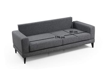 Selder Utrekkbar Dyp Sovesofa i Stoff - Grå - Møbler - Sofaer - Sovesofaer - 3 seters sovesofa