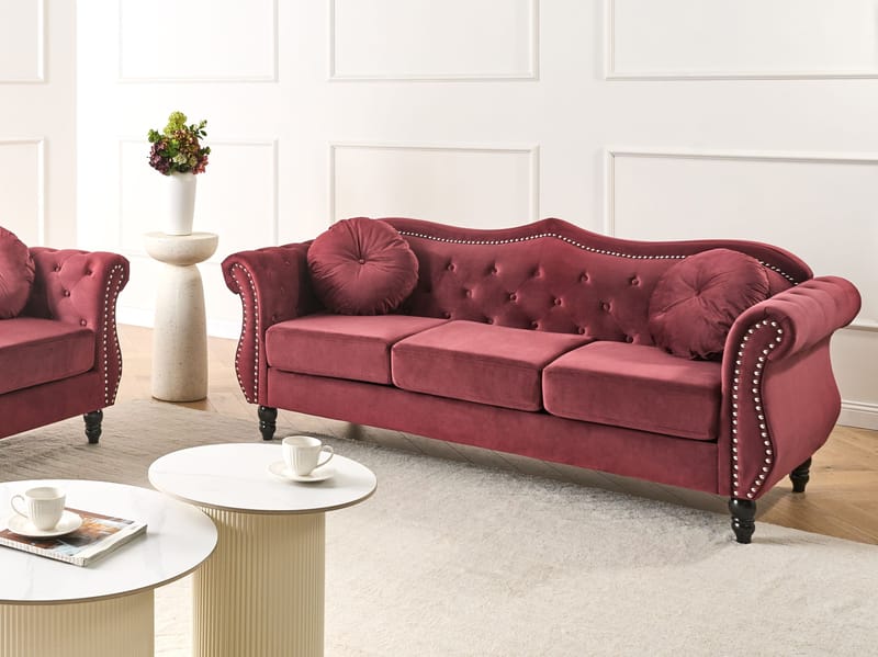 3-seters sofa Skien - Mørkerød - Møbler - Sofaer - Chesterfield sofaer