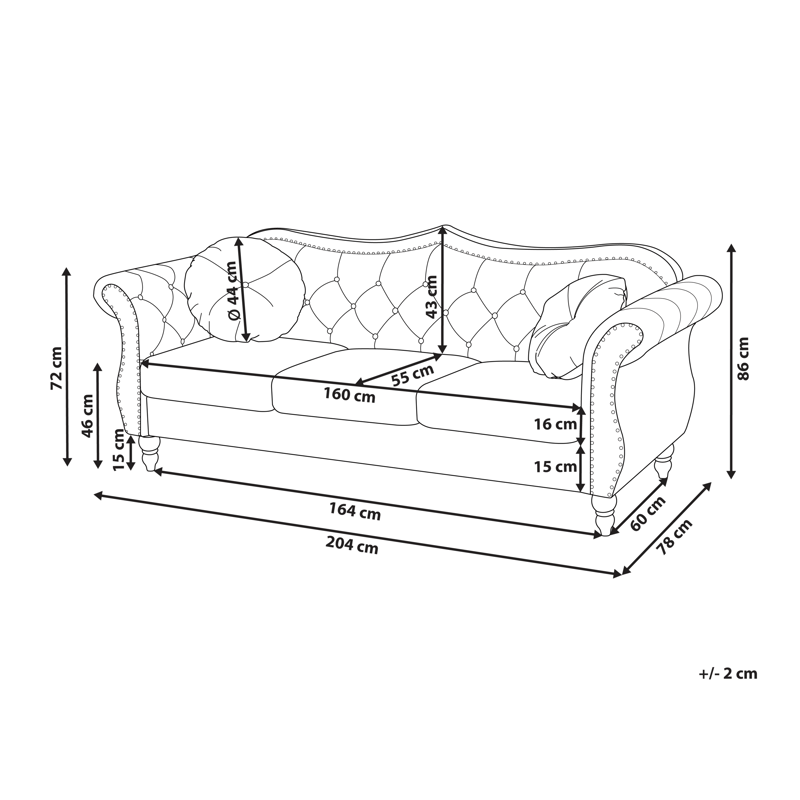 3-seters sofa Skien - Mørkerød - Møbler - Sofaer - Chesterfield sofaer