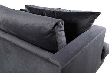 Sofia 3-seter Lav Sofa med Løse Puter i Fløyel - Grå - Møbler - Sofaer - Sofa 3 seter