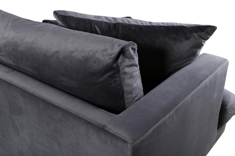 Sofia 3-seter Lav Sofa med Løse Puter i Fløyel - Grå - Møbler - Sofaer - Sofa 3 seter