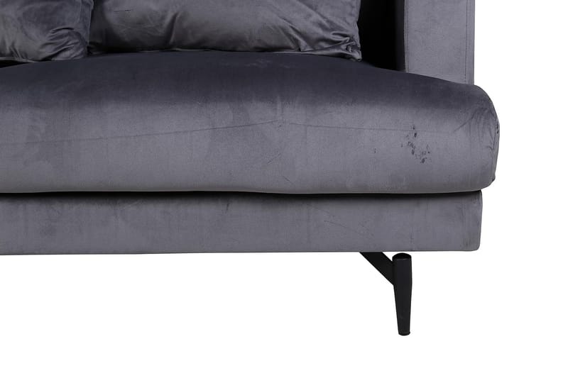 Sofia 3-seter Lav Sofa med Løse Puter i Fløyel - Grå - Møbler - Sofaer - Sofa 3 seter