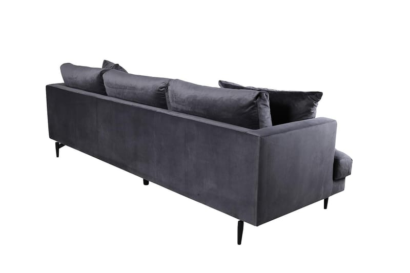 Sofia 3-seter Lav Sofa med Løse Puter i Fløyel - Grå - Møbler - Sofaer - Sofa 3 seter
